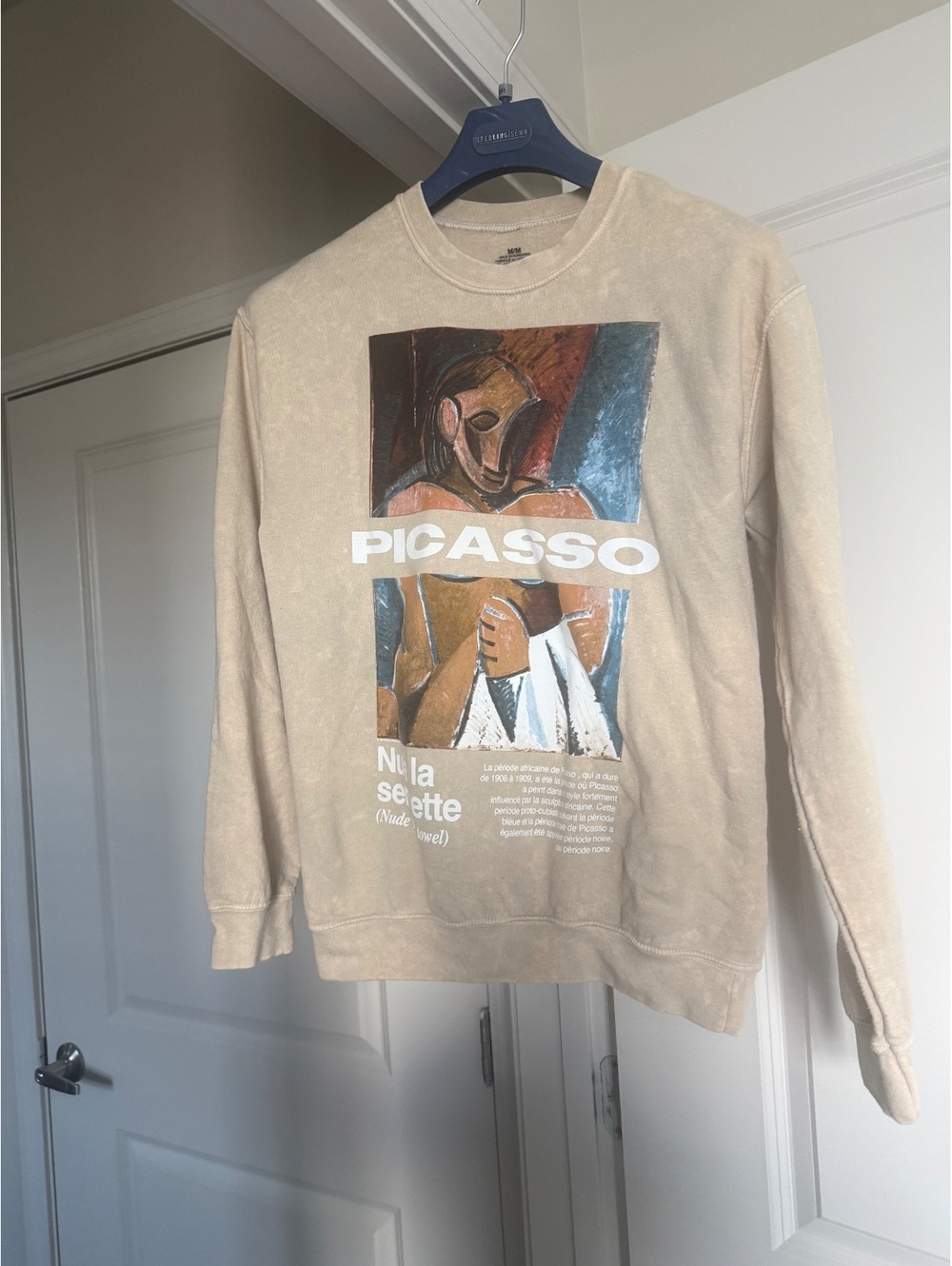 Medium Beige Picasso Graphic Sweatshirt Cotton Polyester Blend